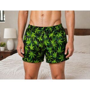 UNDER DISGUISE XL Silky Boxer Shorts Cannabis Leaf Print Elastic Waist #9